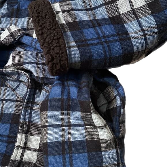 UGG Australia Kalib Blue Plaid Sherpa Lined Robe Men’s Size L - Picture 6 of 10